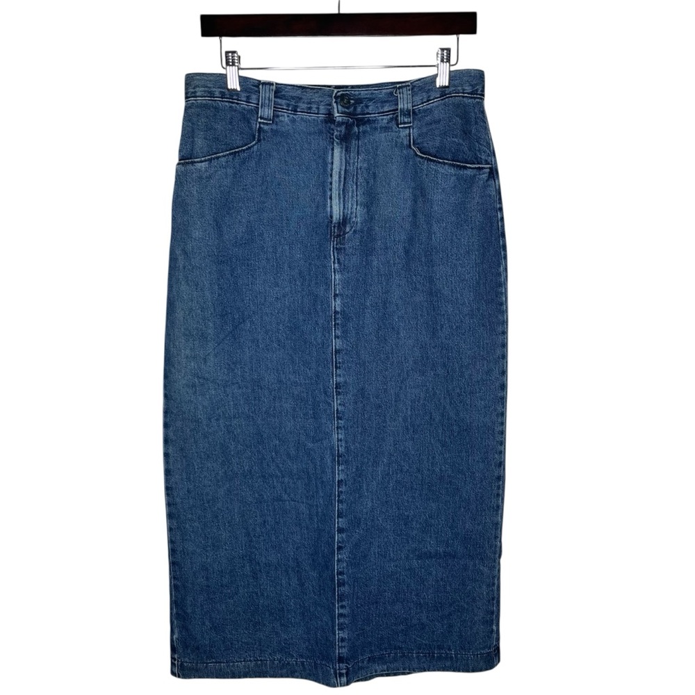 90s Vintage Lee Medium Wash Denim Maxi Skirt Grunge Boho Western